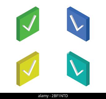 isometric check icon illustrated in vector on white background Stock Vector