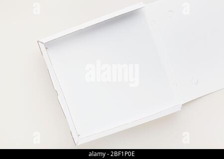 empty cardboard box pizza packaging for restaurants, menus or advertising Stock Photo