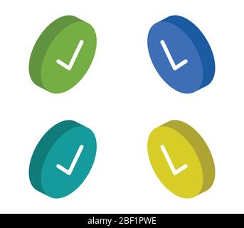 isometric check icon illustrated in vector on white background Stock Vector