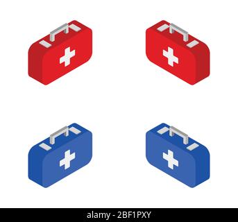 isometric medical suitcase icon illustrated in vector on white background Stock Vector