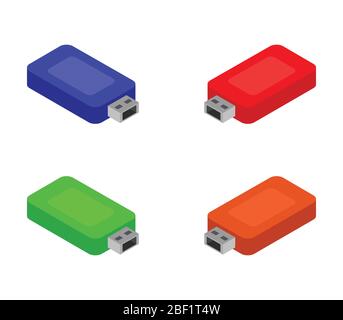 isometric usb icon illustrated in vector on white background Stock Vector