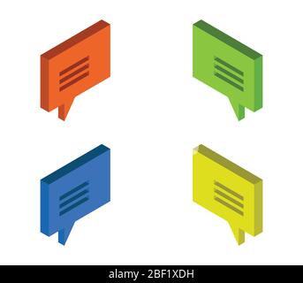 isometric dialog cloud icon illustrated in vector on white background Stock Vector