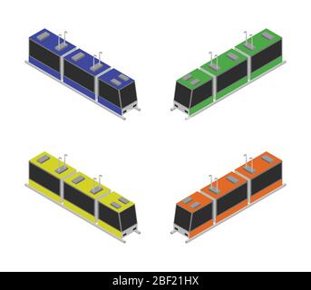 isometric tram icon illustrated in vector on white background Stock Vector