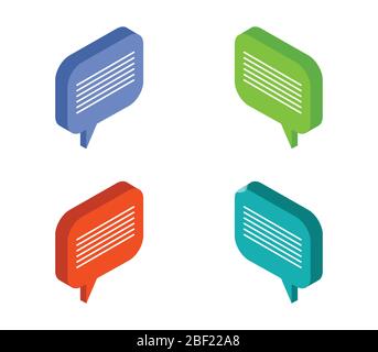 isometric dialog cloud icon illustrated in vector on white background Stock Vector