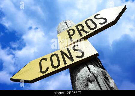 Pros or Cons - Traffic sign with two options - chossing between ...