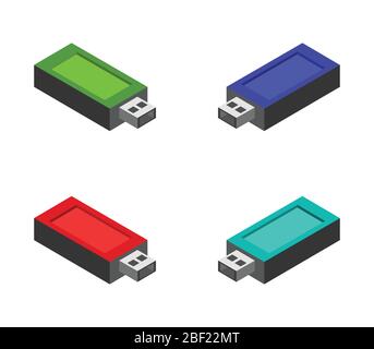 isometric usb icon illustrated in vector on white background Stock Vector