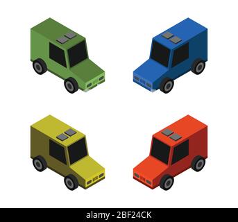 Jeep isometric icon illustrated in vector on white background Stock Vector