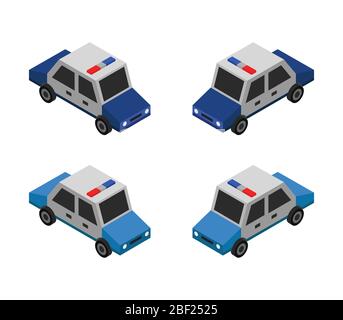 Isometric police car icon illustrated in vector on a white background Stock Vector