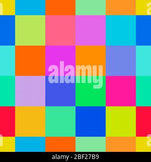 Repeat seamless pattern of colorful square blocks in bright colors, digital illustration Stock Photo