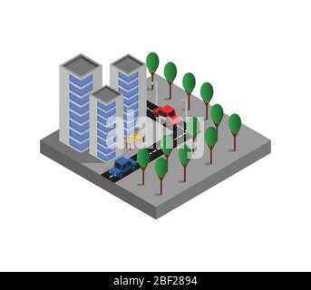isometric skyscraper icon illustrated in vector on white background Stock Vector