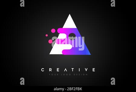 Dots Letter A Logo Design. Letter A Icon with Fluid Liquid Idea and Purple Colors Vector Illustration. Stock Vector