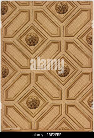 The Wallace Wallpaper Co. Samples includes a range of papers including ceiling papers, imitation leather papers, cut-out borders, and a coffered panel design. Stock Photo