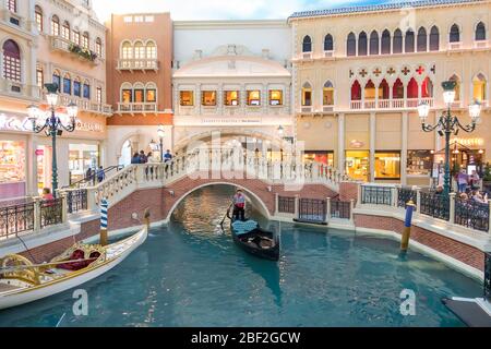 Gondola in The Venetian hotel and casino, Las Vegas, Nevada, USA Stock Photo
