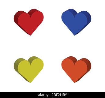 isometric heart icon illustrated in vector on white background Stock Vector