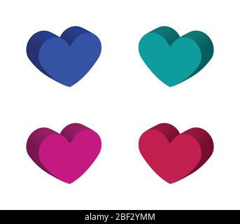 isometric heart icon illustrated in vector on white background Stock Vector