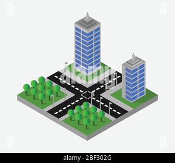 isometric skyscraper icon illustrated in vector on white background Stock Vector