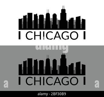 Chicago icon illustrated in vector on white background Stock Vector