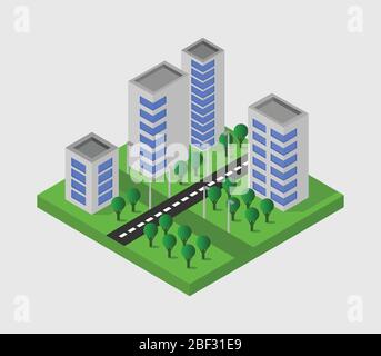 isometric skyscraper icon illustrated in vector on white background Stock Vector
