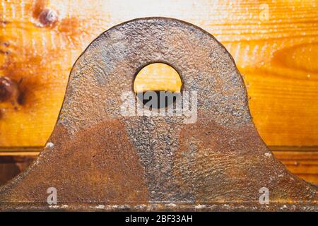 Antique stove damper. steel plate shutter for regulation of air circulation from stove to the chimney Stock Photo