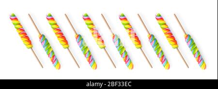 Sweet lollipops on white background Stock Photo