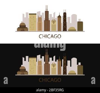 Chicago icon illustrated in vector on white background Stock Vector