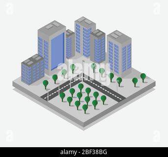 isometric skyscraper icon illustrated in vector on white background Stock Vector