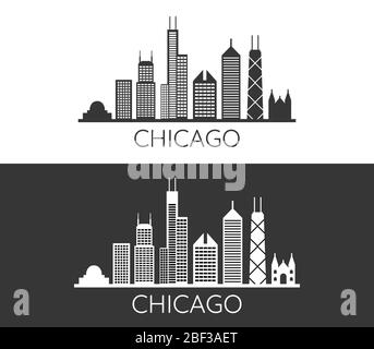 Chicago icon illustrated in vector on white background Stock Vector