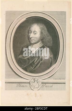 Engraved portrait of Blaise Pascal (1623 – 1662) French mathematician ...