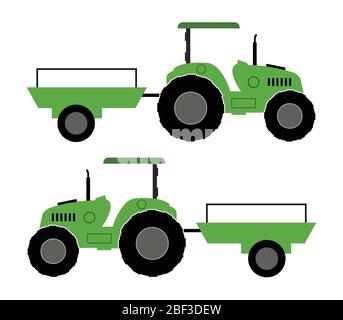 tractor icon with a cart illustrated in vector on white background Stock Vector