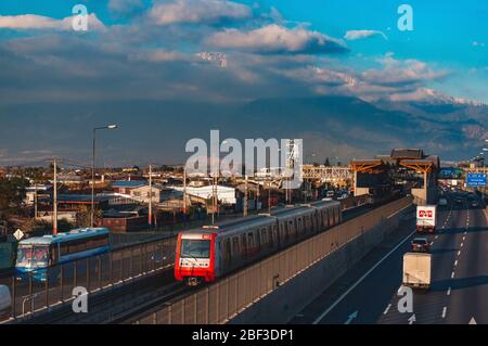 SANTIAGO, CHILE - JULY 2016: A Santiago Metro train at Line 4A Stock Photo