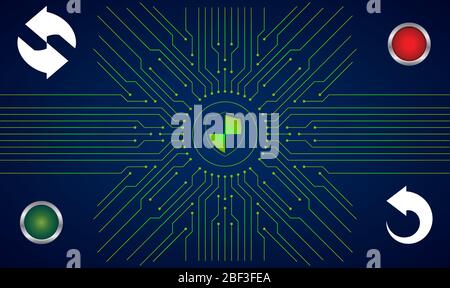 red and green buttons with refresh icons on abstract digital background Stock Vector