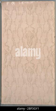 Ceiling paper. White mica moire on a waving (pink?) and cream ground.Printed in selvedge: 'Janeway & Co. Inc. 1089' Stock Photo