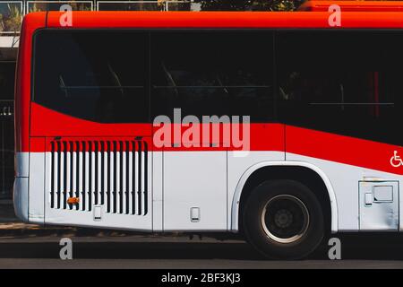 SANTIAGO, CHILE - JANUARY 2020: A Transantiago / RED Movilidad bus in Providencia Stock Photo