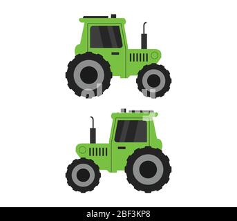 tractor icon with a cart illustrated in vector on white background Stock Vector