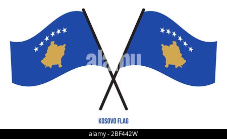 Kosovo Flag Waving Vector Illustration on White Background. Kosovo National Flag. Stock Photo
