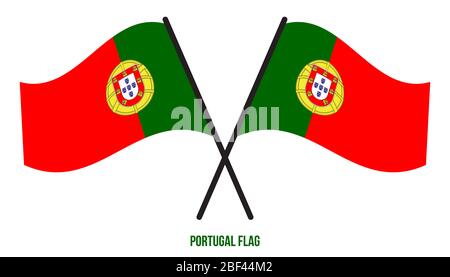 Portugal Flag Waving Vector Illustration on White Background. Portugal National Flag. Stock Photo
