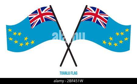 Tuvalu Flag Waving Vector Illustration on White Background. Tuvalu National Flag. Stock Photo