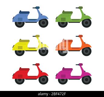 retro scooter icon illustrated in vector on white background Stock Vector