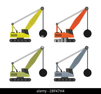 wrecking ball crane icon illustrated in vector on white background Stock Vector