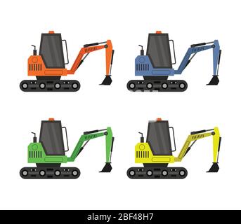 mini excavator icon illustrated in vector on white background Stock Vector
