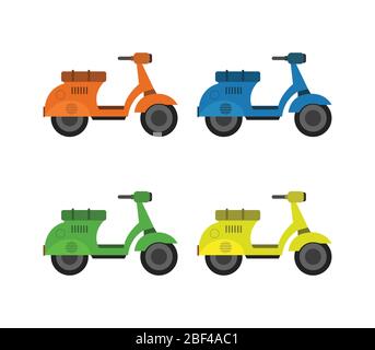retro scooter icon illustrated in vector on white background Stock Vector