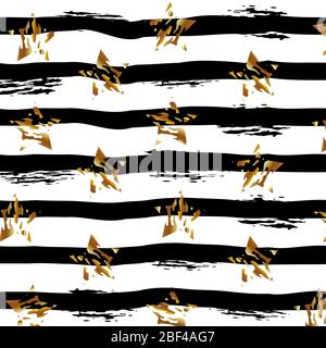 Abstract background of black stripes and golden stars on a white background. Vector Stock Vector