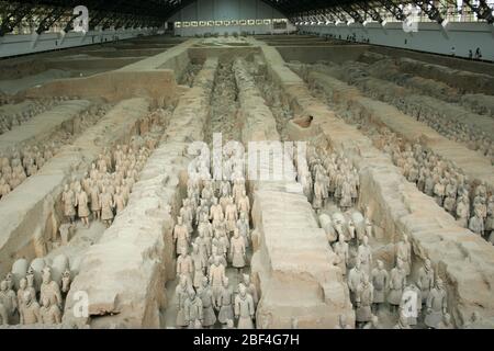 Terracotta Warriors and Horses of Qin Shihuang Pit No 1 Xi'an Shaanxi Stock Photo