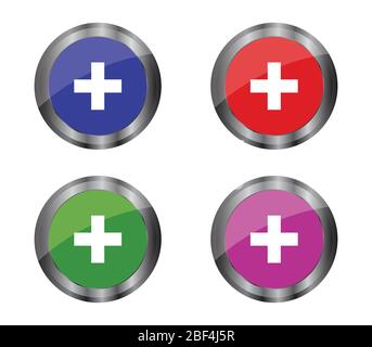 plus button icon illustrated in vector on white background Stock Vector