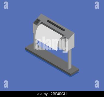 Isometric plotter icon illustrated in vector on a white background Stock Vector