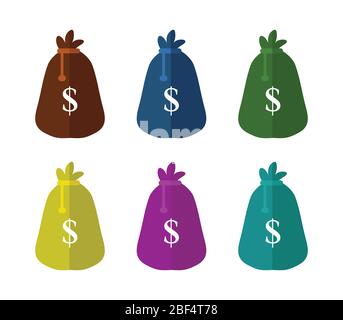 money bag icon illustrated in vector on white background Stock Vector