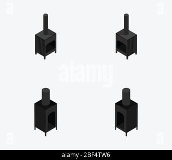 fireplace stove icon illustrated in vector on white background Stock Vector