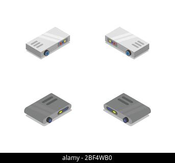 isometric projector icon illustrated in vector on white background Stock Vector