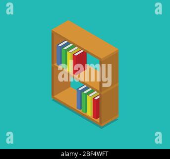 isometric library icon illustrated in vector on white background Stock Vector