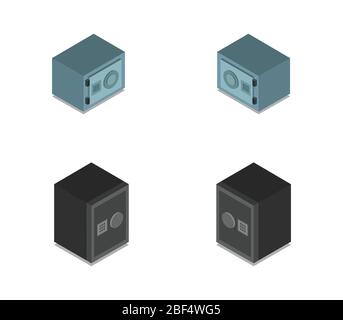isometric icon safe illustrated in vector on white background Stock Vector